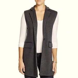 525 America Long Sweater Vest Cardigan. Dark Grey. Sleeveless. Merino Wool. S.